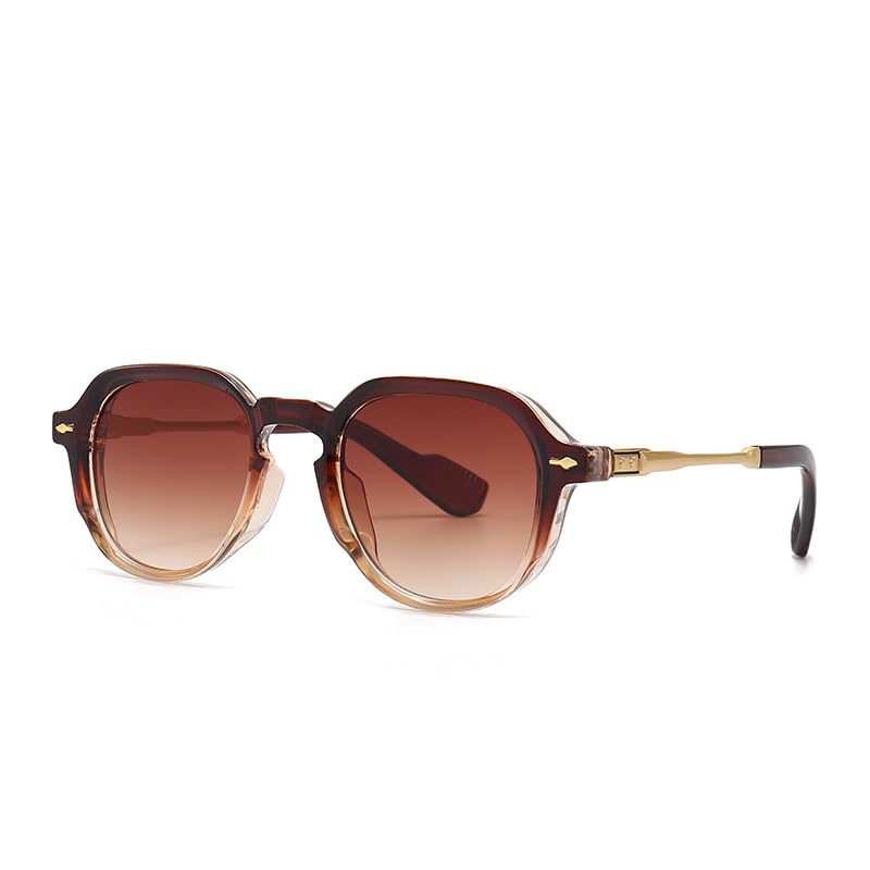 Image of Oval Sunglasses for Women - Rivet Detail Gradient Shades Protection, Vintage-Inspired Fashion Eyewear, Chic Sun Glasses