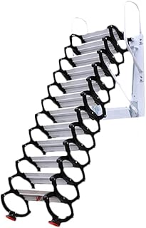 Attic Access Ladder Attic Extension Loft Ladder Home Telescoping Ladder Wall Stairs with Telescoping Armrests Non-Slip Steps Collapsible Pulling Down Household Attic Ladder