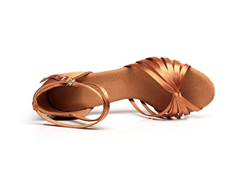 Minishion Womens Peep Toe Strappy Satin Latin Ballroom Salsa Dance Shoes Evening Wedding Prom Sandals4