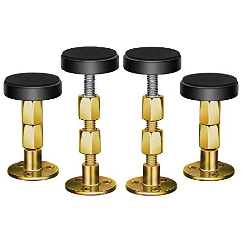 Krisler Adjustable Threaded Bed Frame Anti-Shake Tool for Bed, Headboard stoppers, Bedside Headboards Prevent loosening Anti-Shake Fixer, 4pc, 30-112mm, Easy Install (Gold) Cover