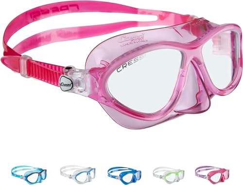 Cressi Moon Kids Swim Goggles, No Leaking Anti Fog UV Protection Dive Mask - Kids Ages 3-4-5-6-7 for Swimming and Diving - Made in Italy (Pink White)