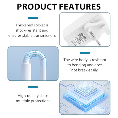 15W Power Supply Charger for Echo Dot 3rd 4th 5th Gen, 12V 1.25A 4.0 * 1.7mm Power Adapter Replacement for Kids Edition Show 5 1st 2nd Gen Echo Dot with Clock Dot Spot Pop Fire TV 2M Charging Cord - Image 2