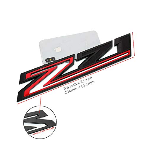Image of 1PC 2019-2021 Silverado Z71 Emblem Badge 84632695 OEM Nameplate Replacement For 19-21 1500HD 2500HD 3500 HD (Black Red)