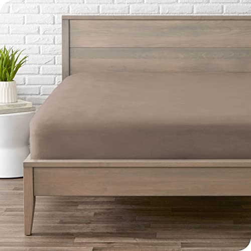 Bare Home Flannel Fitted Bottom Sheets (2 Pack) 100% Cotton Twin Extra Long, Velvety Soft Heavyweight - Double Brushed Flannel - Deep Pocket (Twin XL, Taupe)