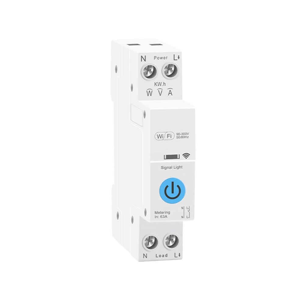 Aundhegrtt As Shown Remote Control Switch Wifi Circuit Breaker 1P+ N Over-Under Voltage Protector Current Protection 63T Blue