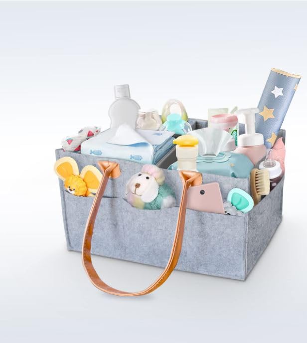 Flygon Nursery Storage Basket - Baby Nappy Caddy Organizer for Nappy Station, Newborn Essentials, Baby Shower Gifts and Registry Must-Haves for Boy or Girl-image-36