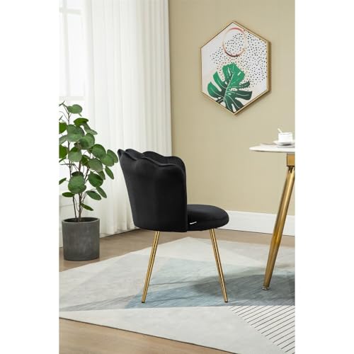 Image of Set of 2 Accent Chair for Living Room | Modern Armchair in Soft Velvet Fabric with Sturdy Legs | Premium Chair for Home Living Room Bedroom Restaurent | (Flower Design, Black)