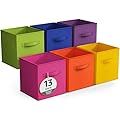 Sorbus 13 Inch Fabric Storage Cubes - Sturdy Collapsible Bins With Handle - 6 Foldable Baskets for Organizing Clothes, Toys, Books - Multi Colored Storage Baskets for Shelves, Kids Room, Closets