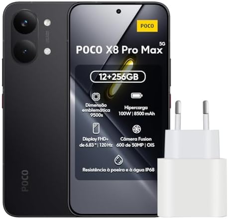 Smartphone Xiaomi POCO X8 Pro MAX 5G 12+256GB RAM Tela AMOLED 120Hz Bateria 8500mAh NFC