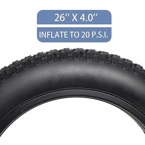 Hycline Fat Bike Tires Replacement Set: 26X4.0 Inch Folding Electric Bicycle Tires Plus Bike Tubes And Tire Levers Compatible Wide Mountain Snow Bike（2 Pairs） #TOP3