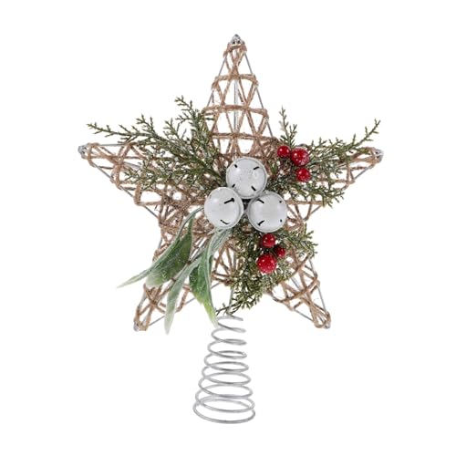 Sosoport Rustikaler Weihnachtsbaum Stern Tannenbaumspitze mit Glocken...