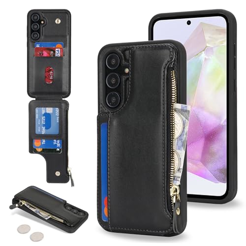 Étui portefeuille pour Samsung Galaxy S23 FE avec fermeture éclair et fentes cartes