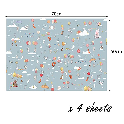 4 x Bunnies and Balloons Wrapping Paper Sheets 70cm x 50cm - Premium Recyclable Animal Gift Wrap for New Baby, Easter and more - Image 6