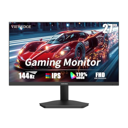 Viewedge Monitor 27 Zoll 144hz FHD 1 ms IPS 1080p mit 110% sRGB,Blaulichtfilter,HDMI- & VGA-Anschluss,Unterstützung Von FreeSync und Wandmontage bildschirm 27 Zoll Gaming Monitor