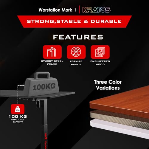 Image of WAR HAMMER Warstation Carbonfibre Automatic Height Adjustable Sit Stand Desk | Black Frame Top Ergonomic Study Table with Digital Display & Memory Preset Option for Home Office (Black)