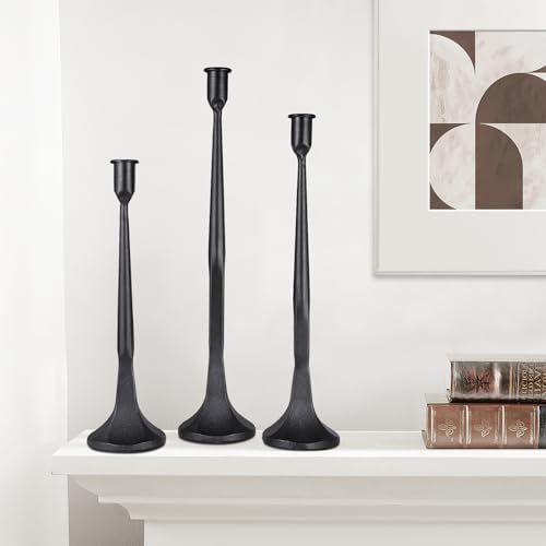 Iron Taper Candle Holder,Tall Black Candlestick Holders Decorative Candle Stand,Candle Holder Set of 3