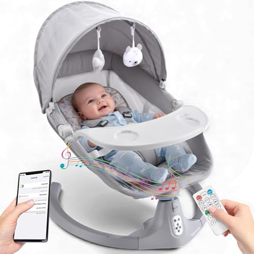 Image of SOFTIES Automatic Cradle for Baby Rocker Light Grey | 0 to 12 Months | Swing for New Born Baby | Automatic Swing Cradle for Infants (Light Grey)