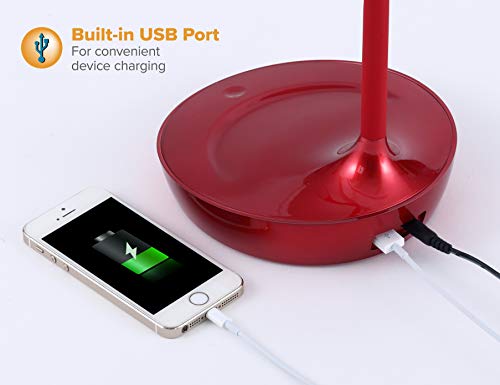 Bostitch Office Vled1502-Rd, Gooseneck Led Desk Lamp With Usb Charging Port, Dimmable, Red #TOP2