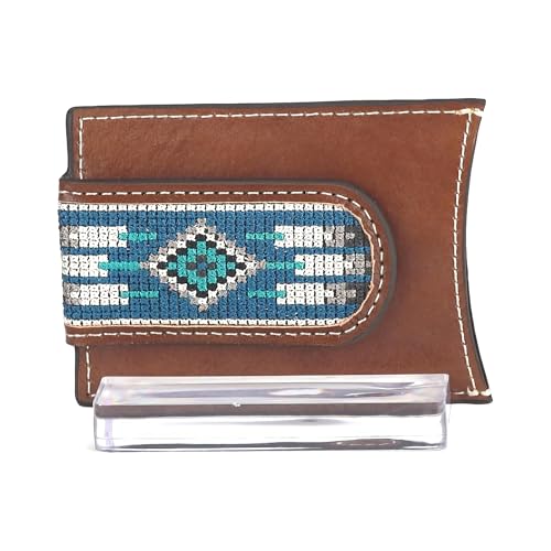 ARIAT Money Clip Southwest Inlay Wallet, Brown