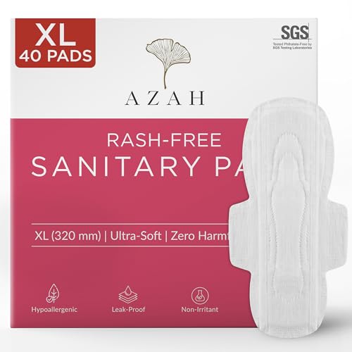 AZAH Sanitary Pads for Women XL [Pack of 40] 100% Rash-Free sanit...