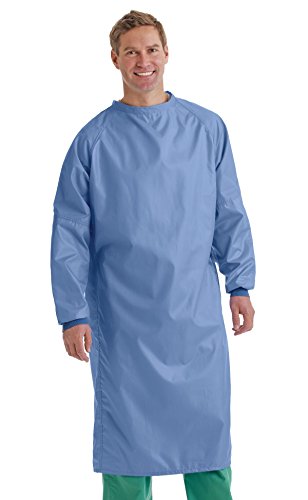 Image of Medline Blockade Fluid and Static Resistant Reusable Cover Gown, 2-Ply, Ties at Neck and Back, Ceil Blue, Large - High Quality Medical Protective Wear, Pack of 12