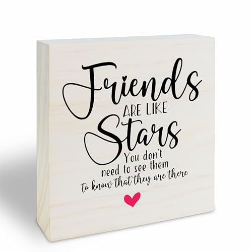 5' Wooden Block Sign Gift - A Good Friends Are Like Stars Motivational Friendship Natural Solid Pine...
