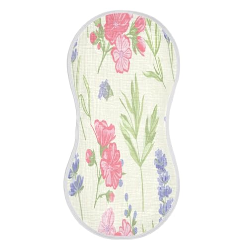 Kigai Wildflowers Burp Cloths for Baby 4-Layer Cotton Muslin Burping Cloths 22x11 inch Super Soft & Absorbent Spit Up Burp Rags for Newborn Boys Girls 1 Pack