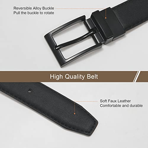 Awaytr Reversible Kids Belts For Boys - Black And Brown Leather Belt For School Uniform Casual Jeans (80Cm,Black) #TOP3
