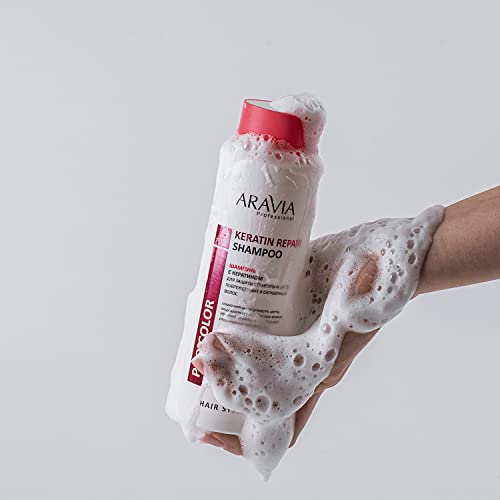 Aravia Professional Shampoo With Keratin To Protect The Structure And Color Of Damaged And Dyed Hair | Sulfate Free | Barbershop Product 400 Ml 13.5 Fl Oz #TOP4
