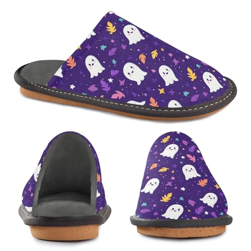 JUNZAN Cartoon Blue Halloween Memory Foam Slippers for Women Men House Slippers for Bedroom Indoor3