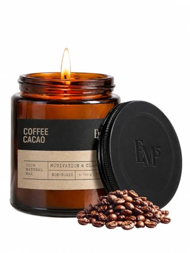 Image of EM5 Coffee Cacao Aromatherapy Scented Candle | Hand Crafted Gourmand Candle | 100% Natural Wax & Wick | Upto 40 Hrs Clean Burn | Smokeless & Non-Toxic | 100gm
