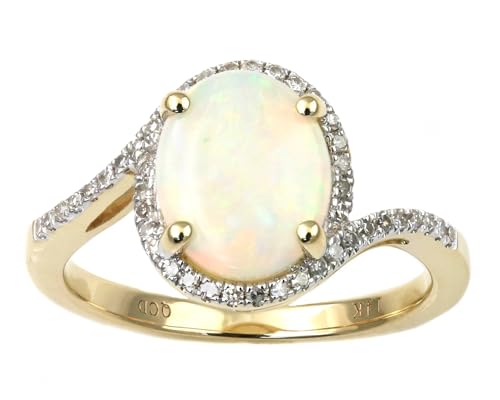 KOKAV 14K �C�G���[�S�[���h �{���̃I�p�[�� 1-1/2 Ct �I�[�o���A�_�C�������h�����O�T�C�Y7, ����, �I�p�[��