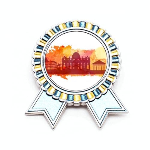Broche Rome Italie jaune aquarelle médaille métal taille M accessoire