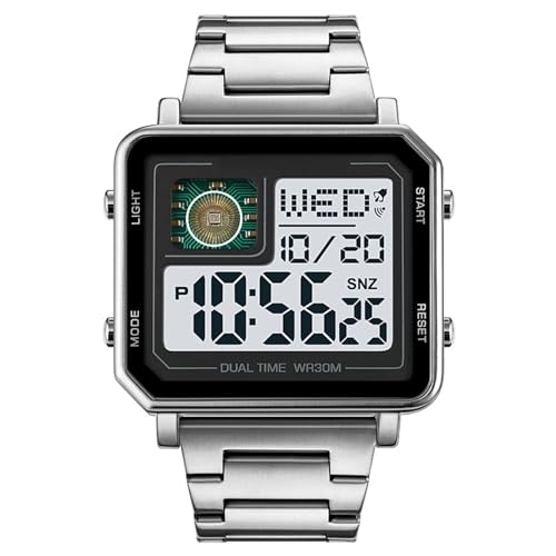 OhhGo Reloj digital para hombre, reloj deportivo digital para hombre, esfera grande, esfera grande, esfera grande, resistente al agua hasta 30 m, reloj de pulsera con alarma y cronómetro de fecha,