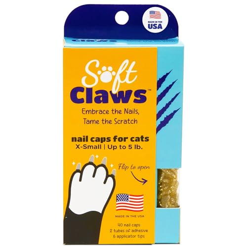 Image of Soft Claws Nail Caps for Dogs with Non-Slip Design Made in USA - 40 Dog Nail Covers for Long-Lasting Protection of Floors and Furniture - Gold Sparkle, X-Small