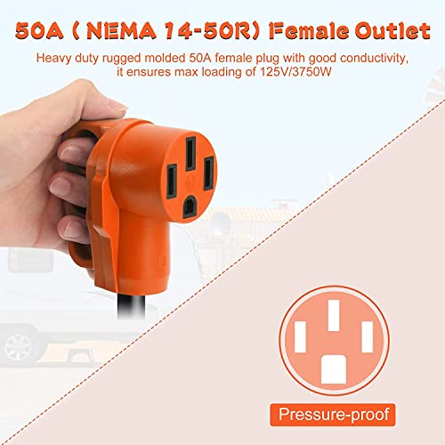 Opl5 15 Amp To 50 Amp Rv Power Adapter, 5-15P Male To 14-50R Female Adapter Power Cord Cable 10 Gauge Heavy Duty Electrical Converter With Grip Handle, 125V 1875W-12 Inches (15A Male To 50A Female) #TOP4