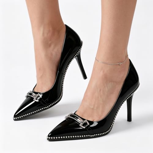 Image of Women's High Heel Pumps Stiletto Heel Pumps for Women Pointed Toe Heels Elegant Classic 3.5 Inch Beaded Pumps