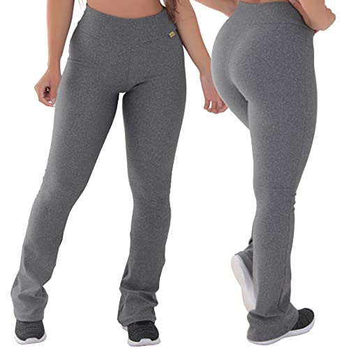 Kit com 2 Leggings Feminina Flares Suplex Colméia Cós Alto Click Mais Bonita (G, Cinza)