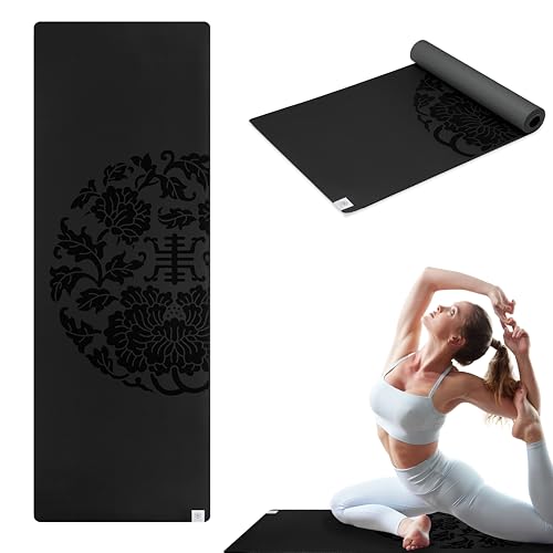 Image of Gaiam Dry-Grip Yoga Mat - 5mm Thick Non-Slip Exercise & Fitness Mat for Standard or Hot Yoga, Pilates and Floor Workouts - Cushioned Support, Non-Slip Coat - 68 x 24 Inches