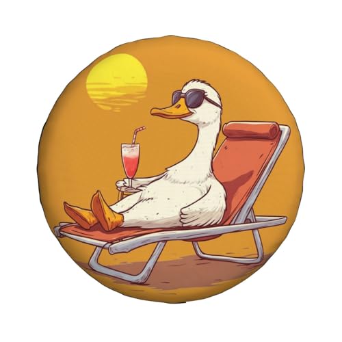Image of Cute Duck Spare Tire Cover Universal Wheel Tire Cover Funny Cartoon Duck Tire Protectors for Travel Trailer Rv SUV Truck Camper and Many Vehicle 14 Inch