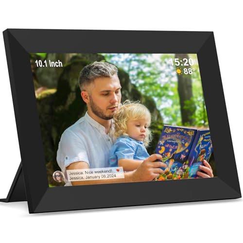 Image of Frameo WiFi Digital Photo Frame with 10.1 inch IPS Touchscreen, upload images to 32GB smart digital photo frame via Frameo APP, Rotate and Copy