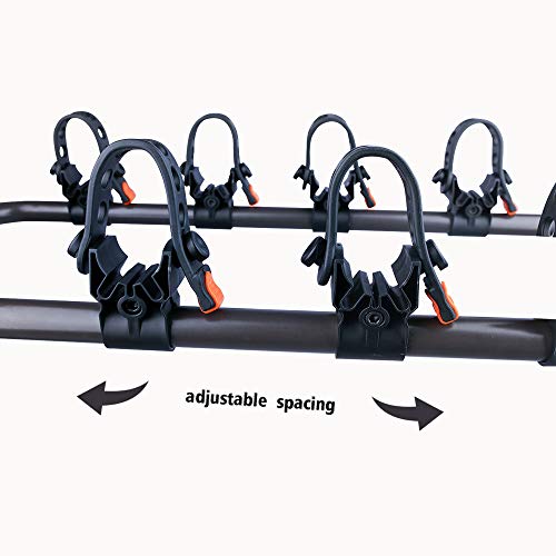 ZESUPER 4-Bike Rack Deluxe Locking Heavy Duty Bicycle Carrier for Cars, SUVS, Trucks, Vans and Minivans with a 2'' Hitch Receiver Rack Hitch Mount - Thumbnail 3