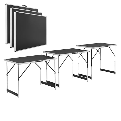 Juskys Table Multifonction 3 Pièces - Pliable, Réglable en Hauteur - Aluminium 100 x 60 cm - Pour...