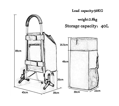 QUANLI Zusammenklappbarer Einkaufstrolley aus Aluminiumlegierung, tragbarer, faltbarer Einkaufswagen mit wasserdichter… – Bild 8
