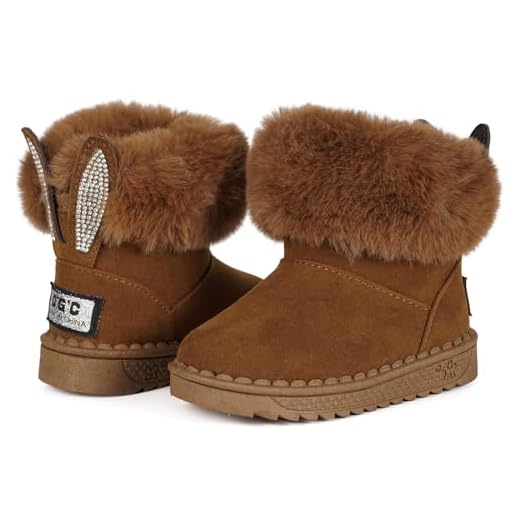KVbabby botas de nieve para niños niñas zapatos invierno Botines Cómodos Calzado Piel Forradas Calientes Planas Casual Boots Antideslizante para Bebe niña Niño 34 EU=fabricante 35 Marrón b