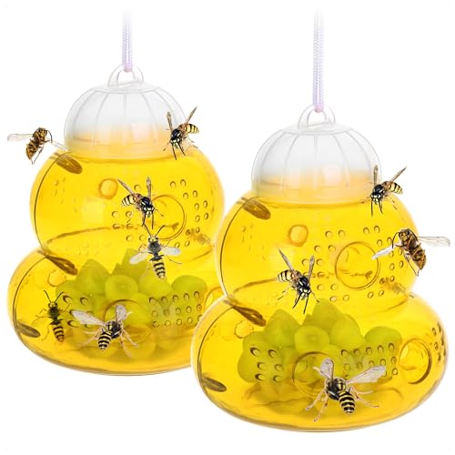 COM-FOUR® 2 trampas para Insectos Colgantes de plástico para Exteriores, trampas vivas respetuosas con los Animales para Insectos y artrópodos (02 Piezas - Amarillo 15cm)