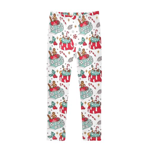 Cocoa Marshmallow Gingerbread Girls Leggings,Workout Leggings for Girls Toddler Athletic Leggings Size for 3-10T
