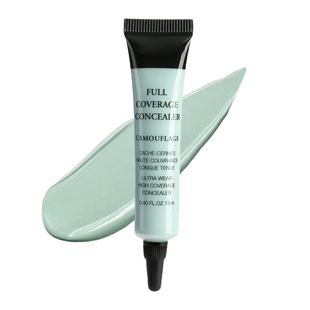 Under Eye Concealer for Women, 24 Hour Green Full Coverage Brightening Concealer for Dark Circles Fine Lines Redness & Discoloration, Waterproof Foundation Color Corrector, 03 0.4 Fl Oz (Pack of 1) 03-Green