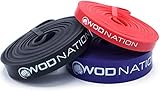 WOD Nation Pull up Assistance Band Set Best for Pullup Assist, Chin Ups, Resistance Band Exercise, Stretch, Mobility Work & Serious Fitness - Set of 41 inch Straps | 1 Black 1 Red 1 Purple