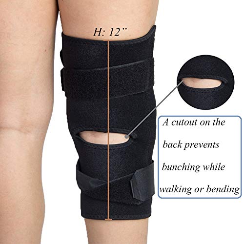 Hinged Knee Brace, Knee Stabilizer Support Wraparound Patella Joint Prevent Hyperextension, Meniscus Tears, Ligament Injuries Sprains for Men and Women Large